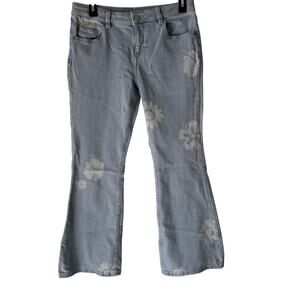 Thereabouts Jeans Girls 14.5 Plus Mid Rise Flare Flower Print‎ Stretch Denim Pan